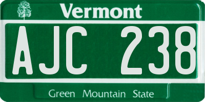 VT license plate AJC238