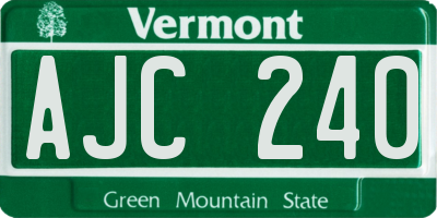 VT license plate AJC240