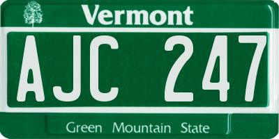 VT license plate AJC247