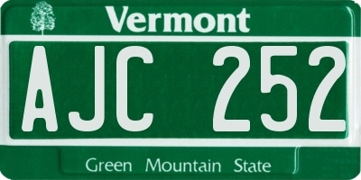 VT license plate AJC252