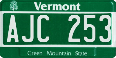 VT license plate AJC253