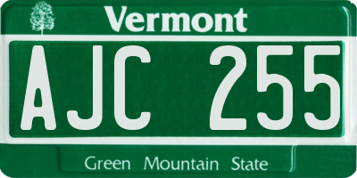 VT license plate AJC255