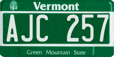 VT license plate AJC257
