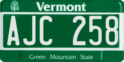 VT license plate AJC258