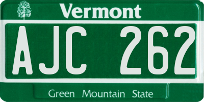 VT license plate AJC262