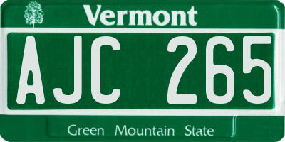 VT license plate AJC265