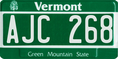 VT license plate AJC268