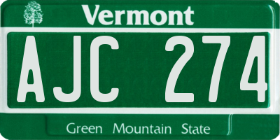 VT license plate AJC274