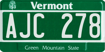 VT license plate AJC278