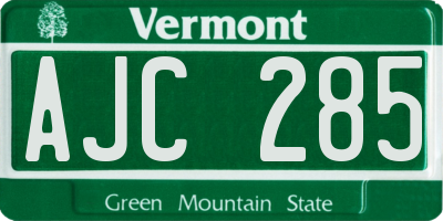 VT license plate AJC285