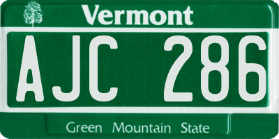 VT license plate AJC286