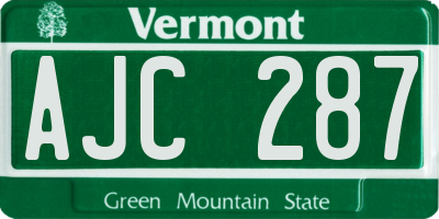 VT license plate AJC287