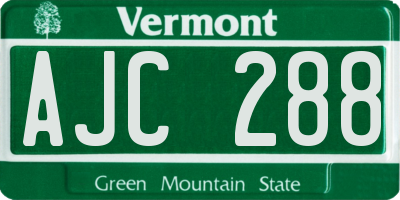 VT license plate AJC288