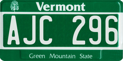 VT license plate AJC296