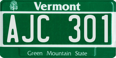 VT license plate AJC301