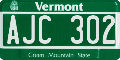 VT license plate AJC302