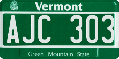 VT license plate AJC303