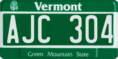 VT license plate AJC304