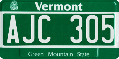 VT license plate AJC305