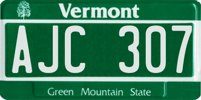 VT license plate AJC307