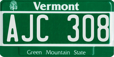 VT license plate AJC308