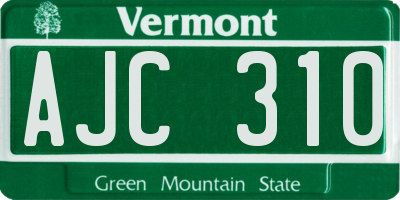 VT license plate AJC310