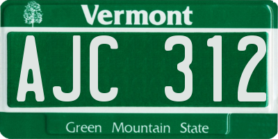 VT license plate AJC312
