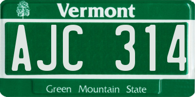 VT license plate AJC314