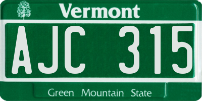 VT license plate AJC315