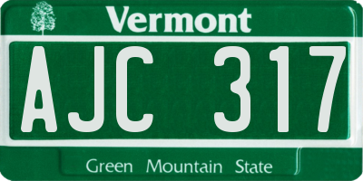 VT license plate AJC317