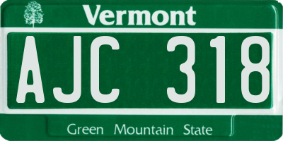 VT license plate AJC318