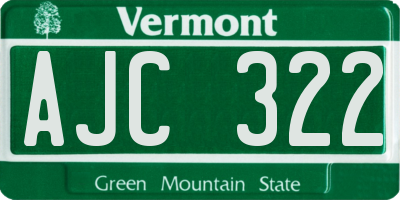 VT license plate AJC322