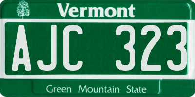 VT license plate AJC323