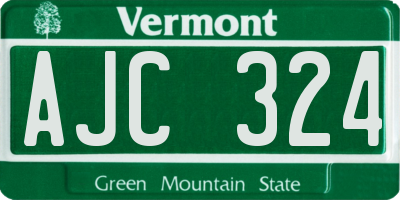 VT license plate AJC324