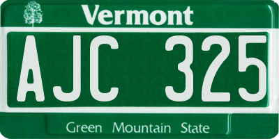 VT license plate AJC325