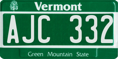 VT license plate AJC332