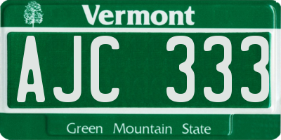 VT license plate AJC333