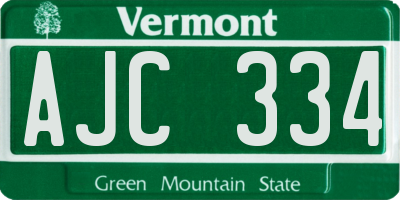 VT license plate AJC334