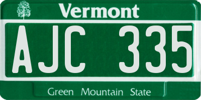 VT license plate AJC335