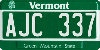 VT license plate AJC337