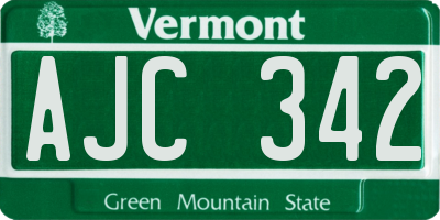 VT license plate AJC342