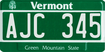VT license plate AJC345