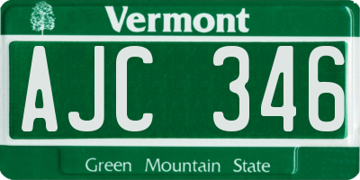 VT license plate AJC346
