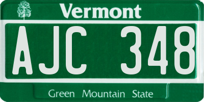 VT license plate AJC348