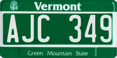 VT license plate AJC349