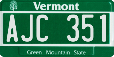 VT license plate AJC351