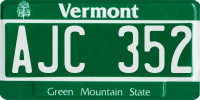 VT license plate AJC352