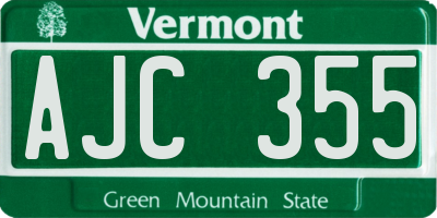 VT license plate AJC355