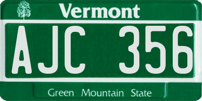 VT license plate AJC356