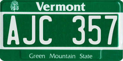 VT license plate AJC357